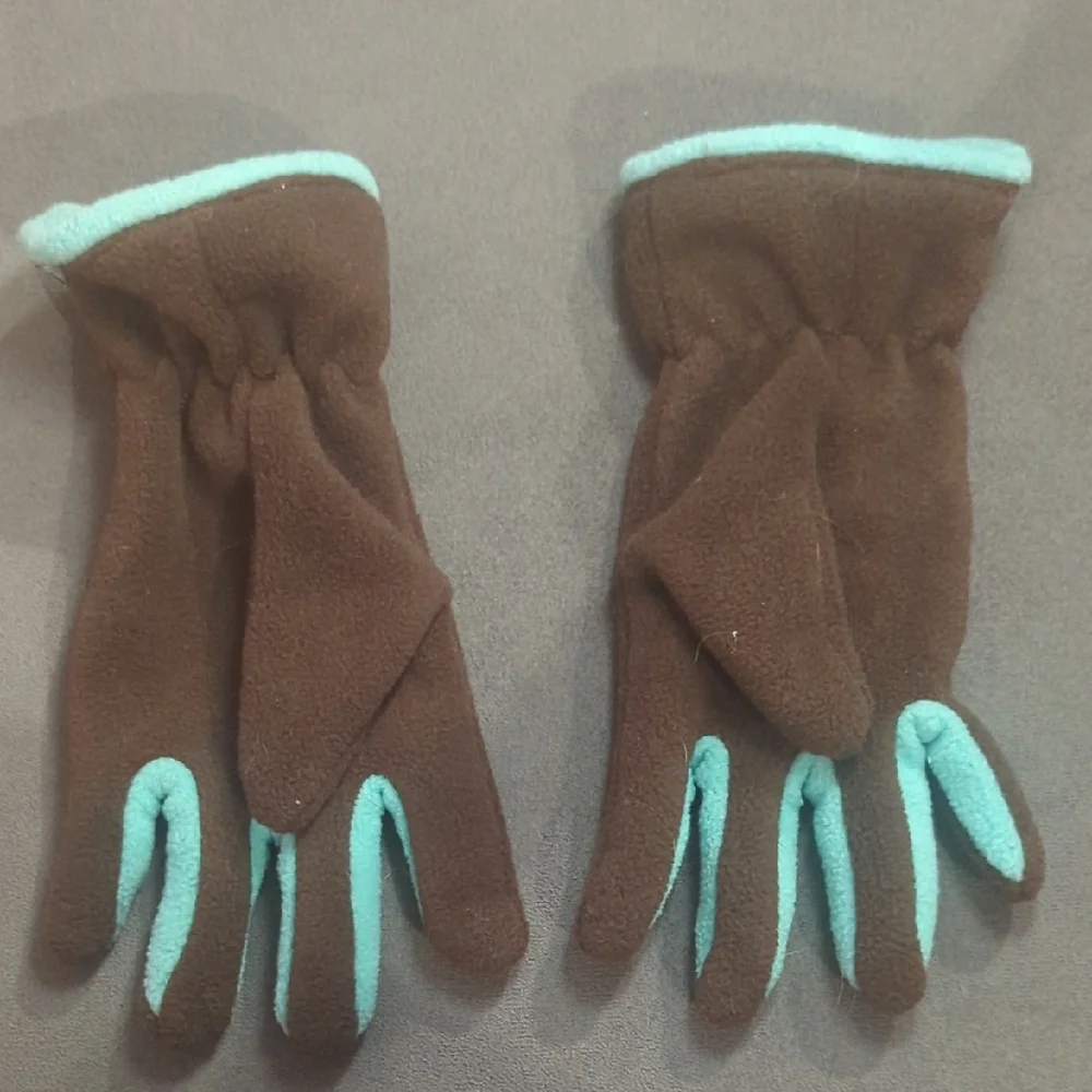 Brown and Teal Kids Gloves